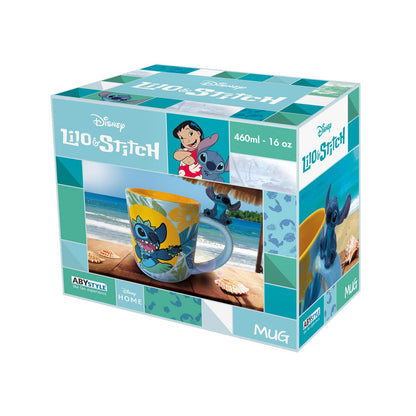 ☕ Abysse Disney: Λίλο &amp; Στιτς – Κούπα με λαβή Hawaiian Stitch 3D (460ml) 🌺💙