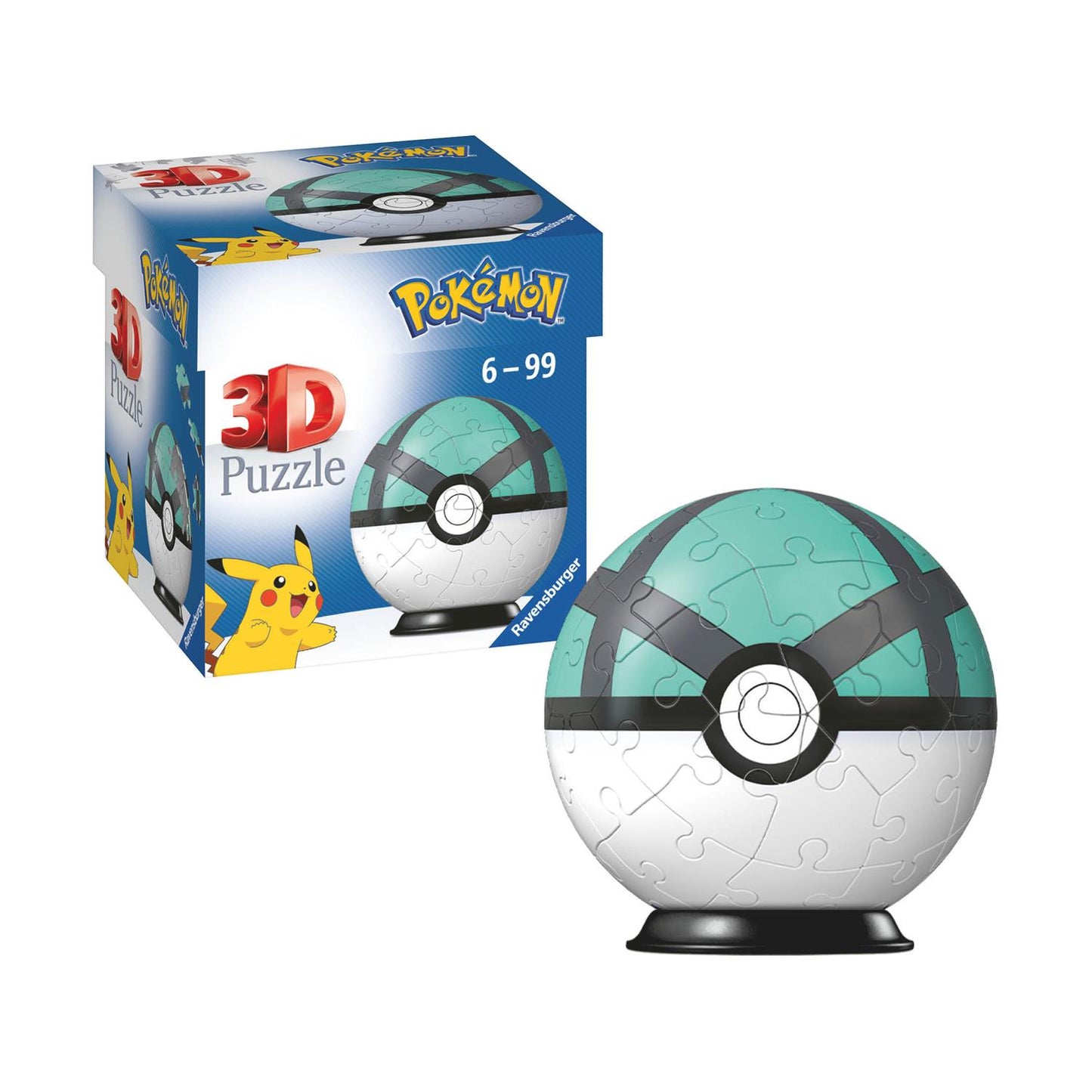 🎃🎃🎃🧩 Ravensburger 3D Puzzle – Pokémon Net Ball (55 Pieces)