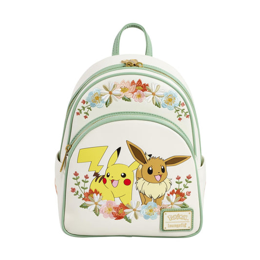 Loungefly Pokemon: Pikachu & Eevee Floral Mini Backpack
