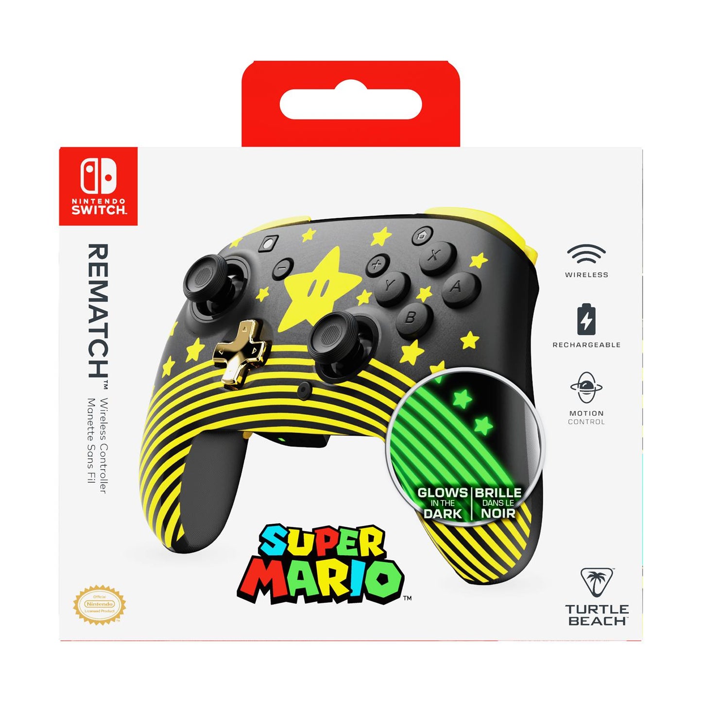Nintendo Switch Rematch Wireless Controller Super Mario Super Star Glow in the Dark - Turtle Beach