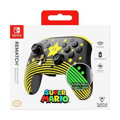 Nintendo Switch Rematch Wireless Controller Super Mario Super Star Glow in the Dark - Turtle Beach